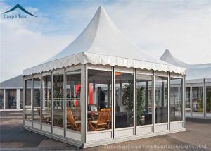 China White Color PVC Roof Pagoda Tents With Clear Glass Wall UV - Resistant wholesale