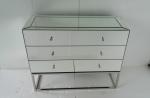 Stainless Steel Base Mirrored Cabinet Chest , Antique Mirror Table 3 Drawers