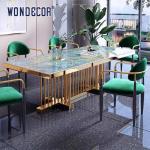 Hotel Luxury Furniture Art Marble Countertop Kitchen Table Stainless Steel Gold