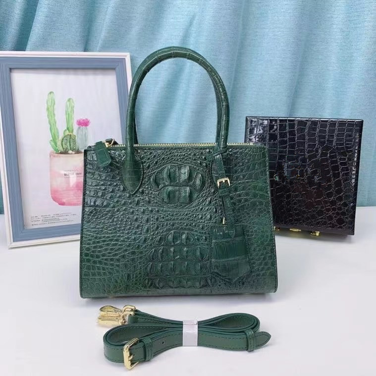 Genuine Alligator Skin Women Small Totes Tag Purse Shoulder Bag Authentic Real Crocodile Leather Lady Top-handle Handbag