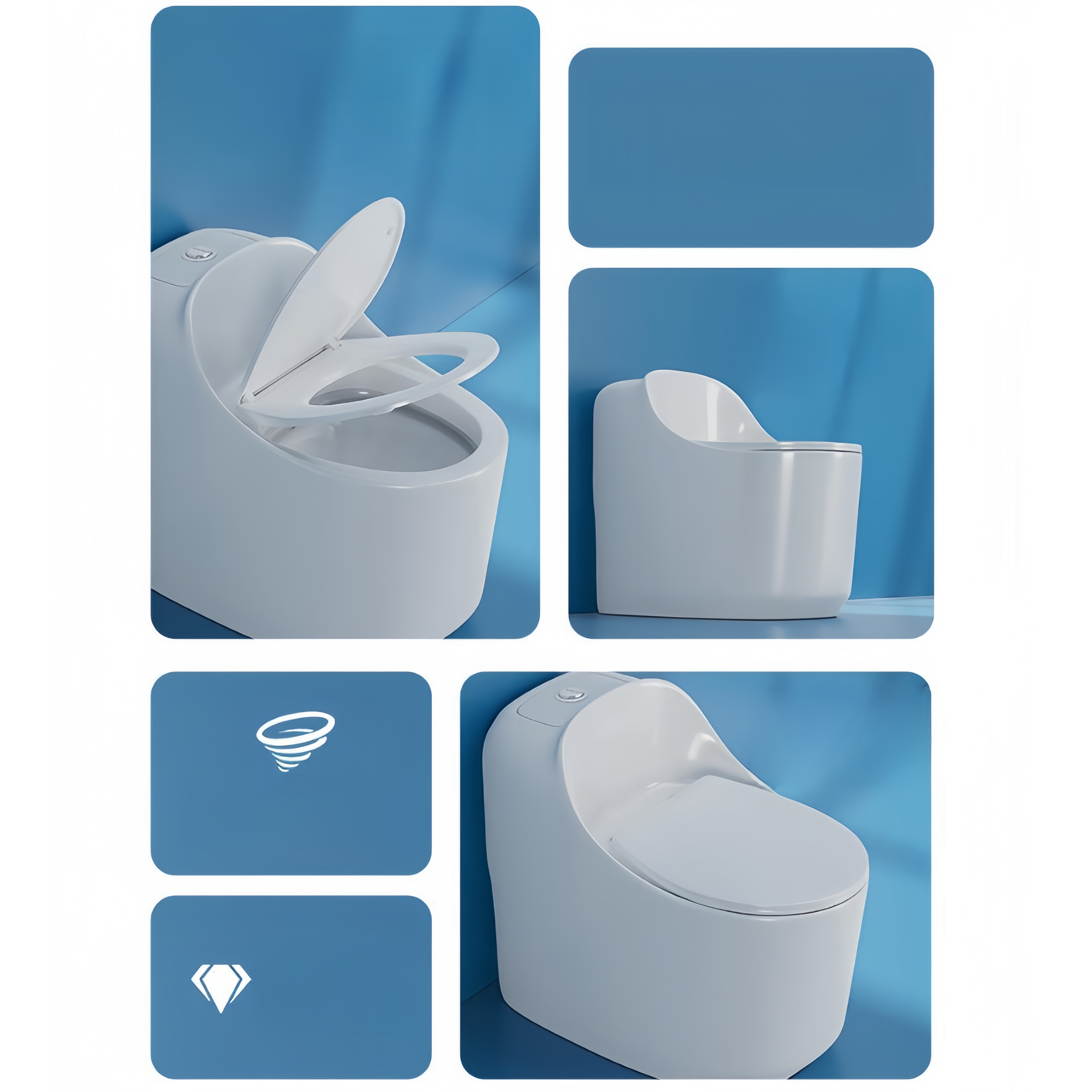 Slowly Closing Seat Cover One-Piece Elongated Non-Electric Toilet for American Market