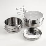 Multifunction 4 Pieces Outdoor Cookware Set Stainless Steel Titanium Pots