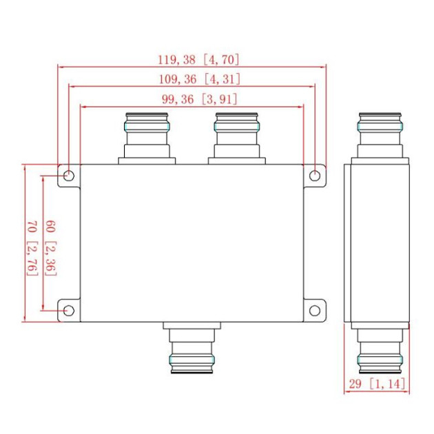 350-520MHz 2 Way 4.3-10 Female Wilkinson Power Divider