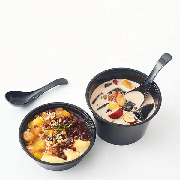 soup bowls for supermarkets Black Round Pp Plastic Soup Containers Disposable