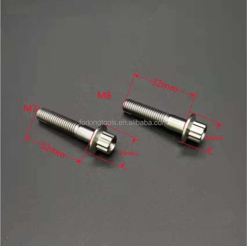 ISO Standard ZINC Finish Steel and Titanium Gr5 12 PT BBS Split Rim Bolts M7 x 32mm M8*32mm for Automotive Applications