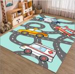 Children Playroom Rug Cartoon Car Traffic Rail Carpets For Living Room Floor,
