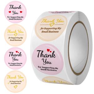 China Self Adhesive Custom Shape Waterproof Packaging Thank you Sticker Labels wholesale