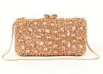 Women Crystal Gold Box Clutch Bag , Hollow Out Cocktail Party Purse