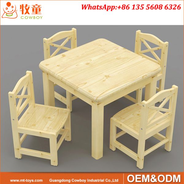 Kids school furniture wooden children's school square table and chairs for sale