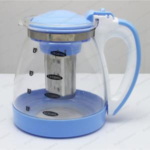 China Eco-friendly food grade heat resistant glass teapot with filter, glass water bottle with handle wholesale