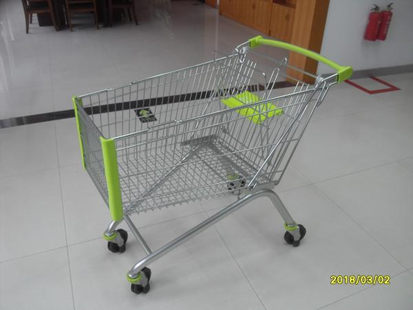 150L Wire Shopping Carts Supermarket Shopping Trolley With Anti - UV Plastic