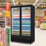 Upright 2 Glass Doors Refrigerator Display Case Upright Beverage Cooler