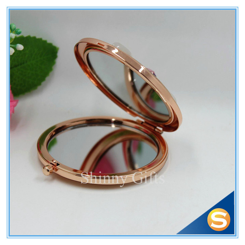 Shinny Gifts Whole Sale Rhinestone Round Shape Metal Cosmetic Mirror