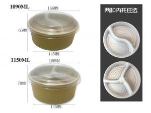 China Printed Logo Salad Soup Brown Kraft Paper Bowl Disposable Belt holder With Lid wholesale