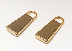 China 30 * 13 * 4mm Stocked Handbag Accessories Hardware Golden Zipper Pull For Bag wholesale