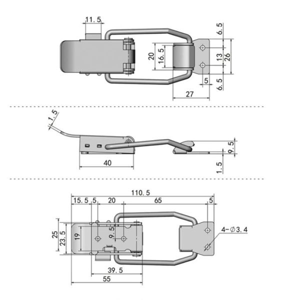 Electric Box Lockable Draw Latch Stainless Steel For Electric Cabinet