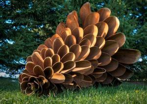 China Corten Steel Rusty Pine Cone Sculpture , Modern Metal Landscape Sculpture wholesale