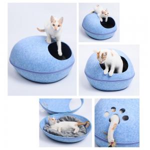 China Natural Felt Cat Bed , Dog Cave Beds Funny Egg Type PET House With Cushion Mat wholesale