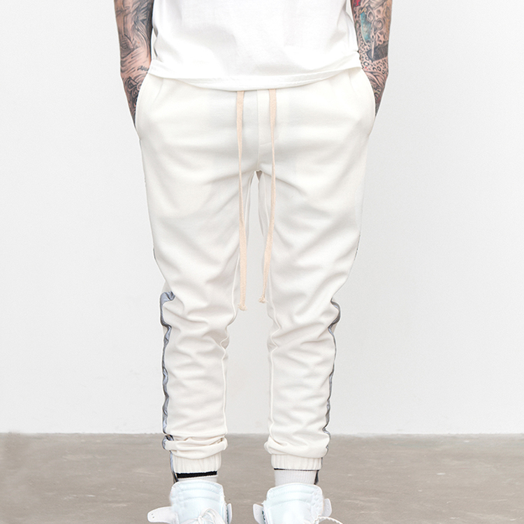 Wholesale 3m reflective striped pants mens custom casual streetwear jogger sports trousers