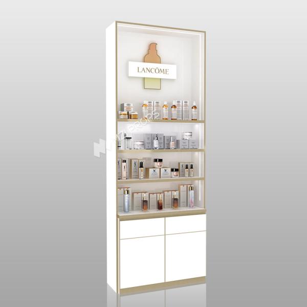 Cosmetic Store Cabinet White Wooden Skincare Cabinet With Light Box Cosmetic
