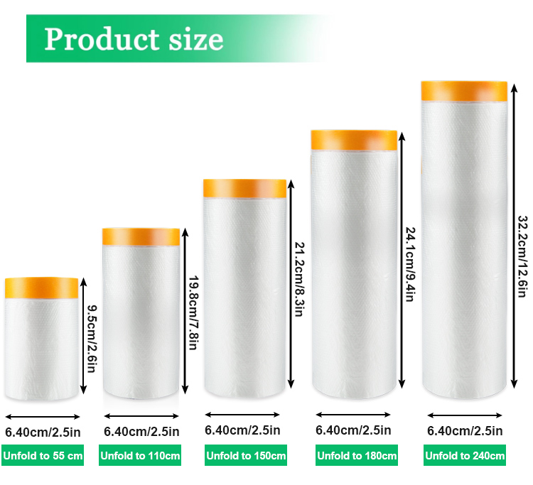 16m Length Stretch Film For High Temperature Outdoor Auto Paint Refinish Masking Paper