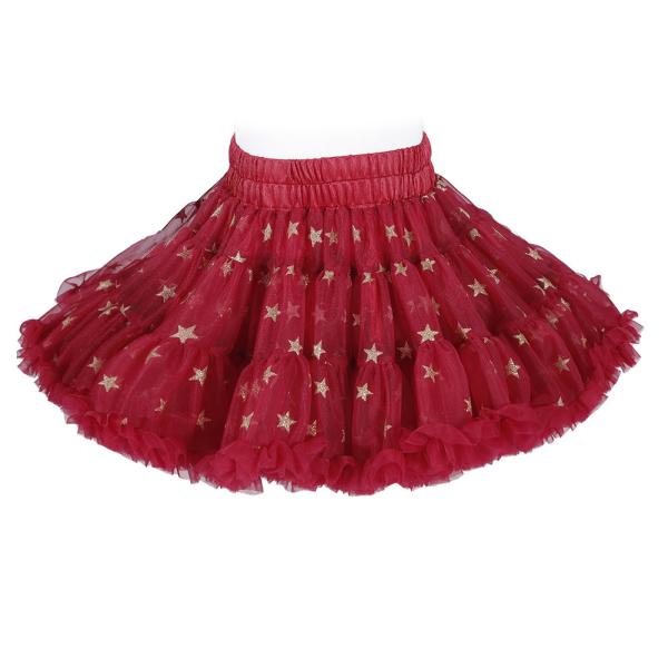 French Style Polyester Fluffy Children'S Beauty Skirts Red Tutu Skirt Rainbow