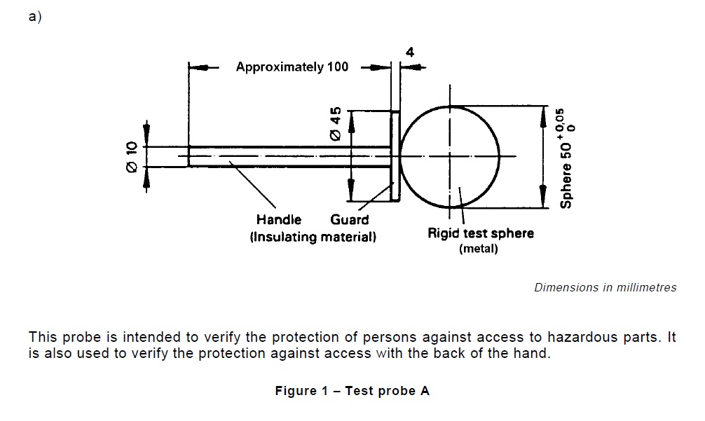 50N IEC 60529 IP1X Ingress Protection Test Equipment