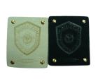 White / Black Embossed Leather Patches With Mental For Garment, Suitcase, Bags