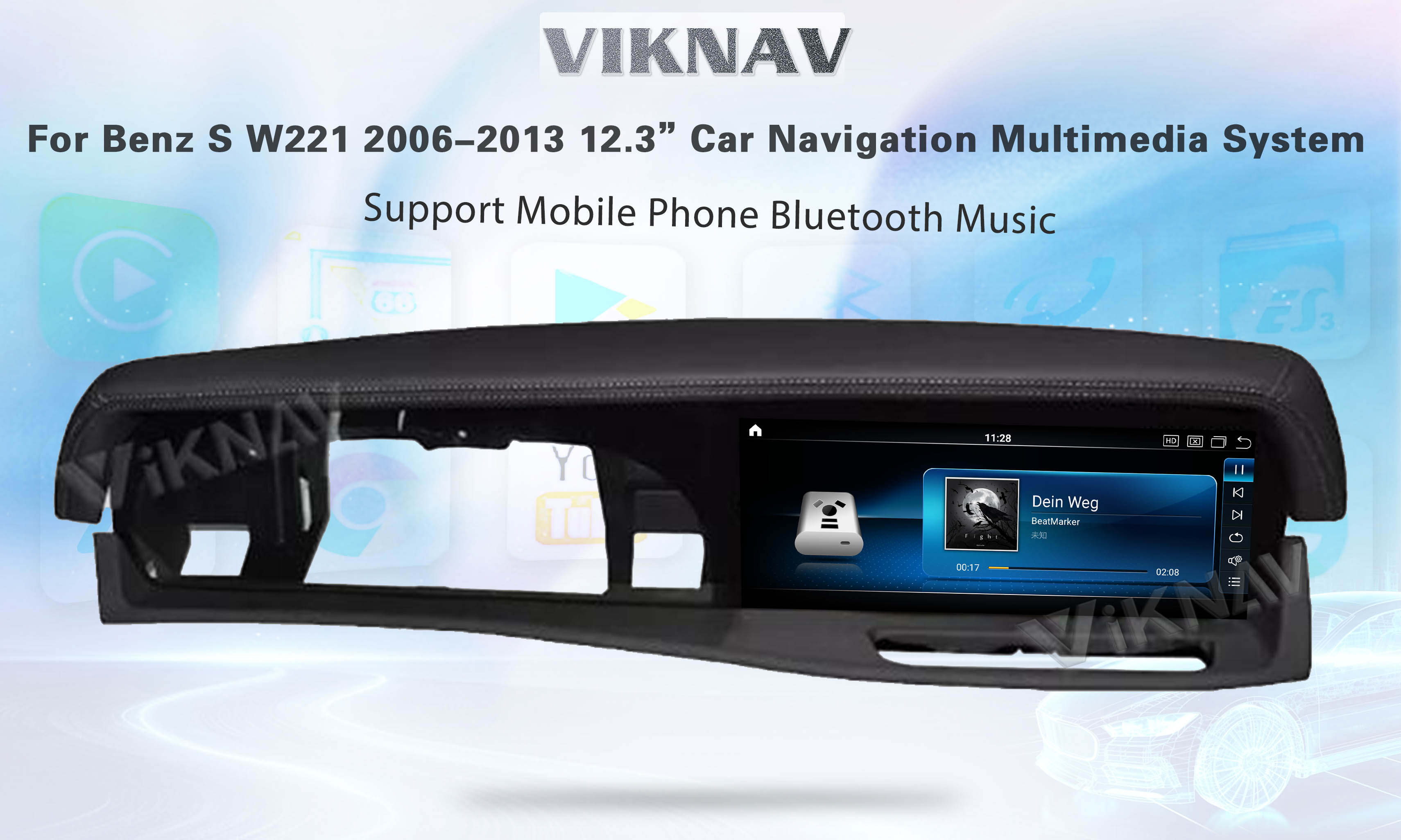 12.3 Inch Mercedes Android Screen Hear Unit Touch Screen For Benz S Class 2006-2013