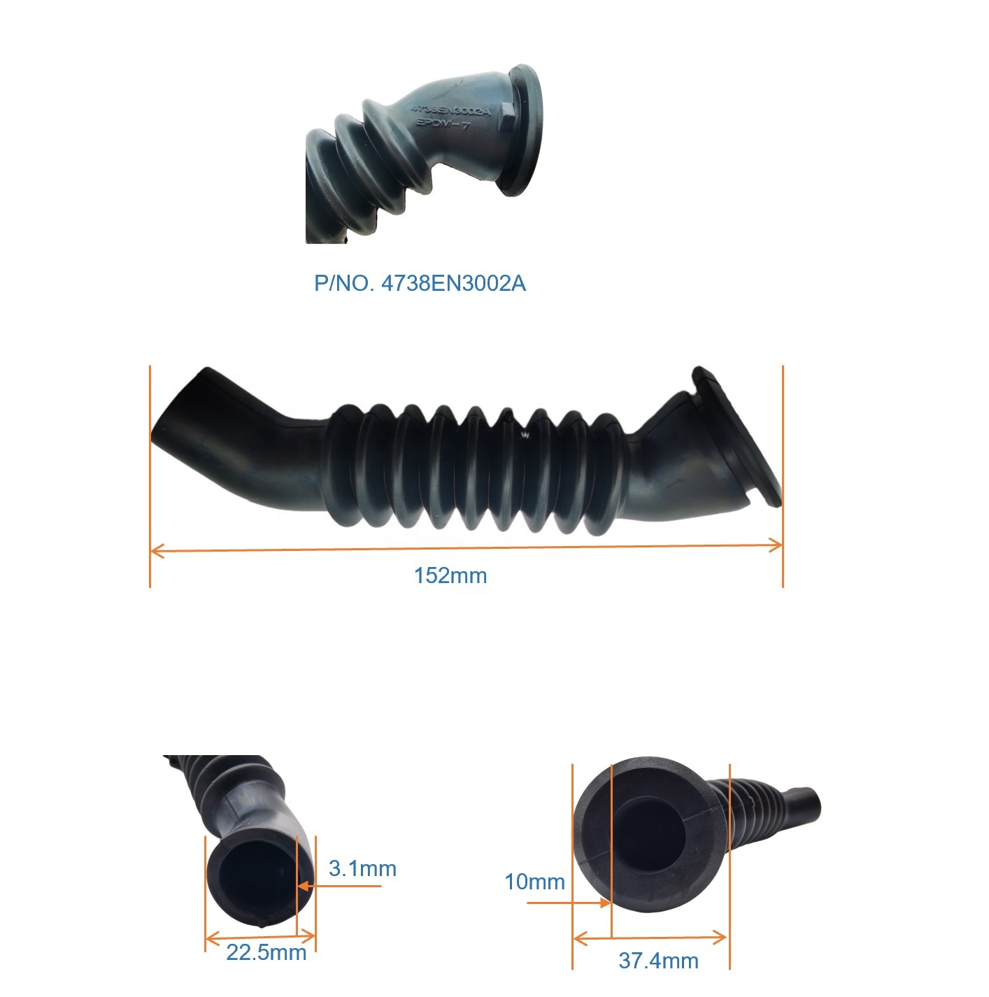 Rubber Drain Hose Bellows Inlet Hose for LG Washing Machine Spare Parts 4738EN3002A