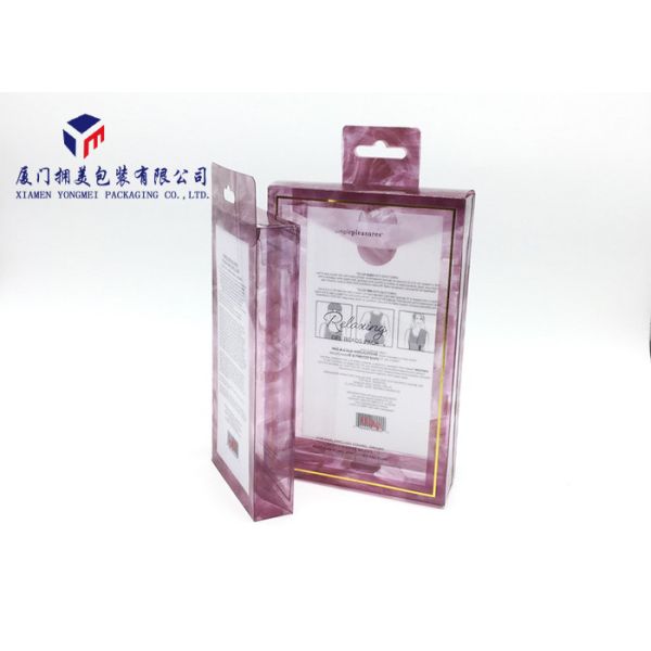 Rectangle PET Plastic Box Hang Strip On Top Of Box Offset Printing 22cm Height
