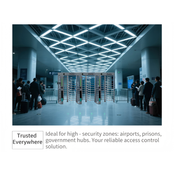 Zento Optical Full Height Turnstile with Bidirectional Access Control in SUS304/316 for 30-45P/Min Speed
