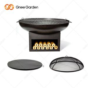 China Natural Rust Corten Steel Metal Large Barbecue Grill Outdoor Fire Pit Customized wholesale