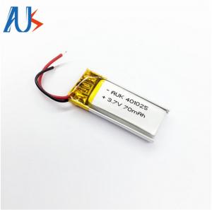 China 3.7V 70mAh Lithium Polymer Battery 401025 Lithium Ion Batteries on sale