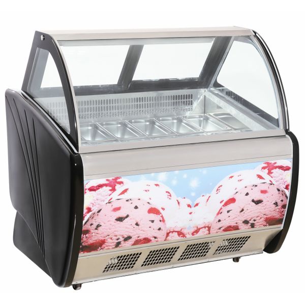 10 Containers Ice Cream Showcase Freezer With Danfoss Under Bottom