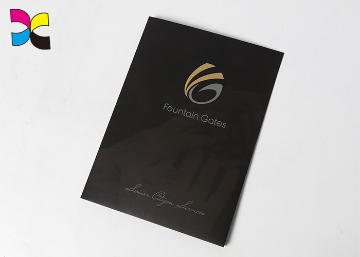 Black Cover Printable Presentation Folders , Noted Custom Printed Pocket Folders