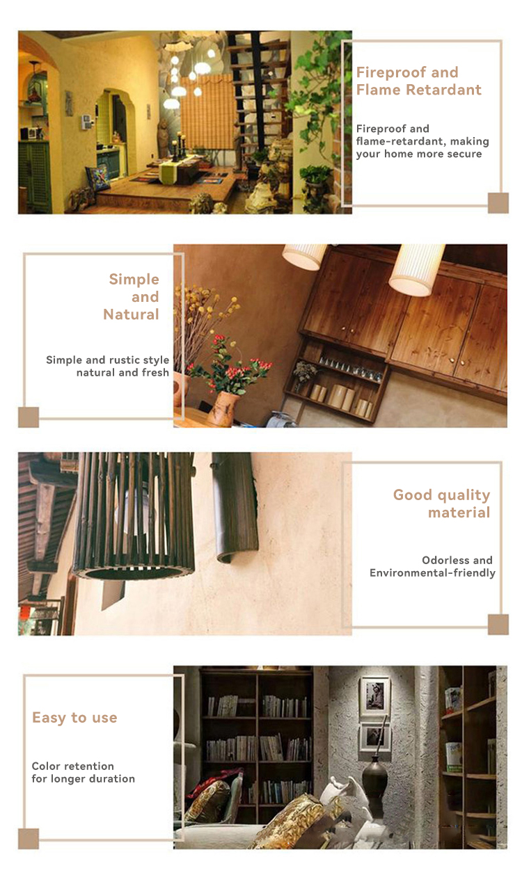 20KG/bag Quaint Country Style Inorganic Paint Water-based Art Straw Mud Powder Coating