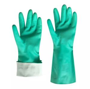 China Chemical resistance green nitrile industrial gloves wholesale