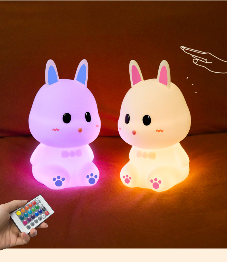 MYID Pat Color Changing Rabbit Silicone Lamp Baby Night Light for in Baby Room Party Gift