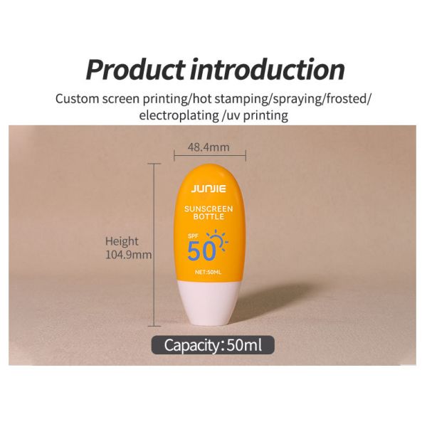 Flat Round Squeeze Bottle 50ml Sunscreen Container Cosmetic With PE Collar And White Screw Cap