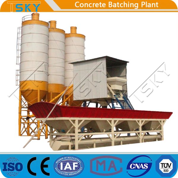 Skip Hopper Feeding HZS50 Concrete Batching Plant