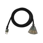 20A/250V SJTW Heavy Duty Black Extension Cable with 3 Prongs and Outdoor