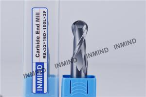 China HRC55 TiSiN Coating Ball Nose End Mill High Precision 0.5 UM grain size , AOL 100 mm wholesale