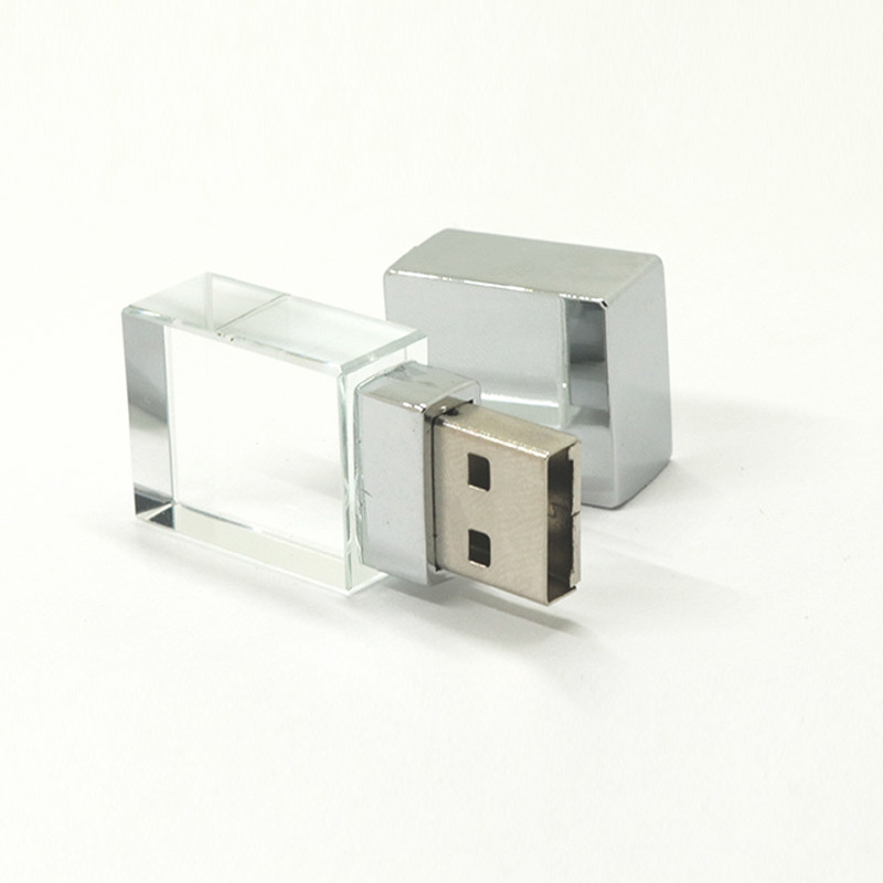 ODM Small Crystal USB Stick 2.0 8GB 16GB Engrave Logo With LED Light