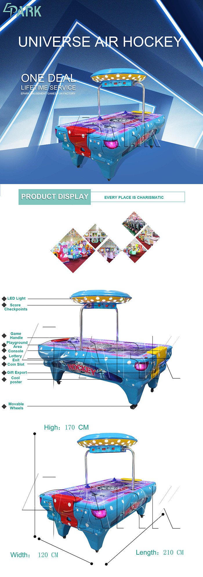 Commerical Kids Air Hockey Table Fun Exercise Game Machine With Led Light