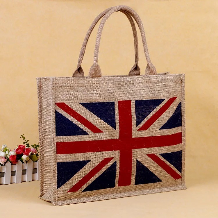 Washable Personalized Jute Beach Bags / Mini Jute Gift Bags With Handles