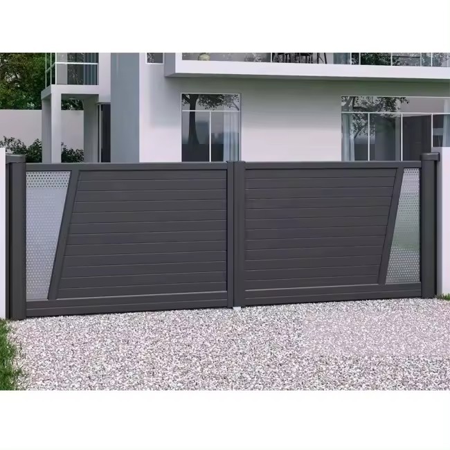 Modern House Gate Style Aluminum Garden Gate With Powder Coated Frame Finishing