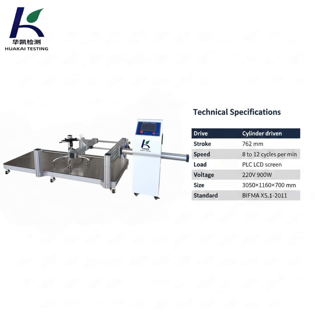 Office Chair Caster Fatigue Endurance Testing Machine | Pneumatic Drive Caster Wheel Wear Life Tester | PLC Control BIFMA X5.1