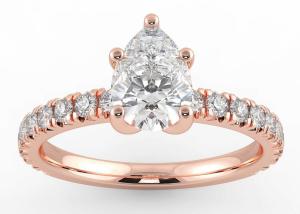 China Wedding18K Rose Gold Ring Pear Cut 0.80ct DGC Certificate ODM wholesale