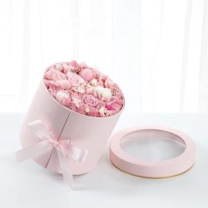 China Customized Logo Rose Flower Packaging 2 Layer Round Flower Box Cardboard Paper Box wholesale